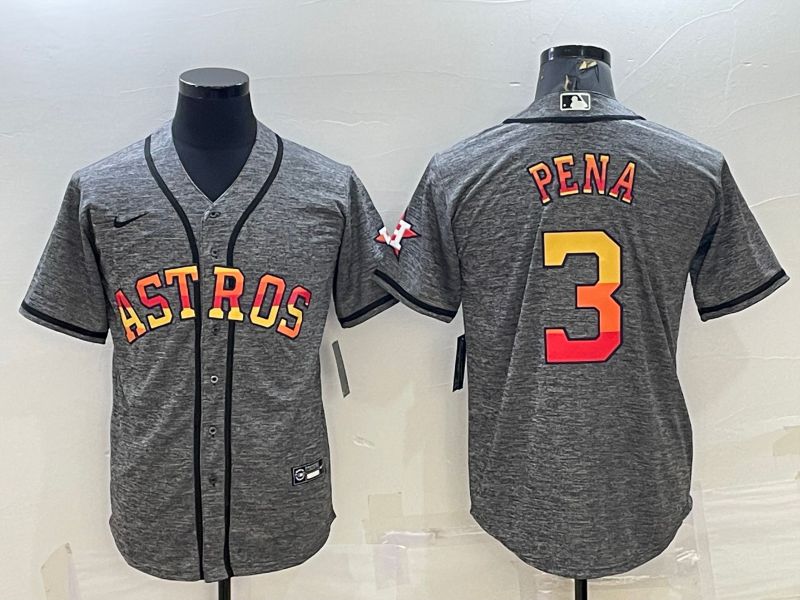 Men Houston Astros #3 Pena Grey hemp ash Rainbow Game Nike 2022 MLB Jerseys